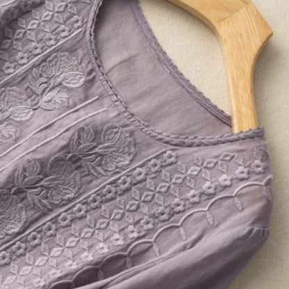 Blusa Mujer de Algodón Bordada Estilo Veraniego