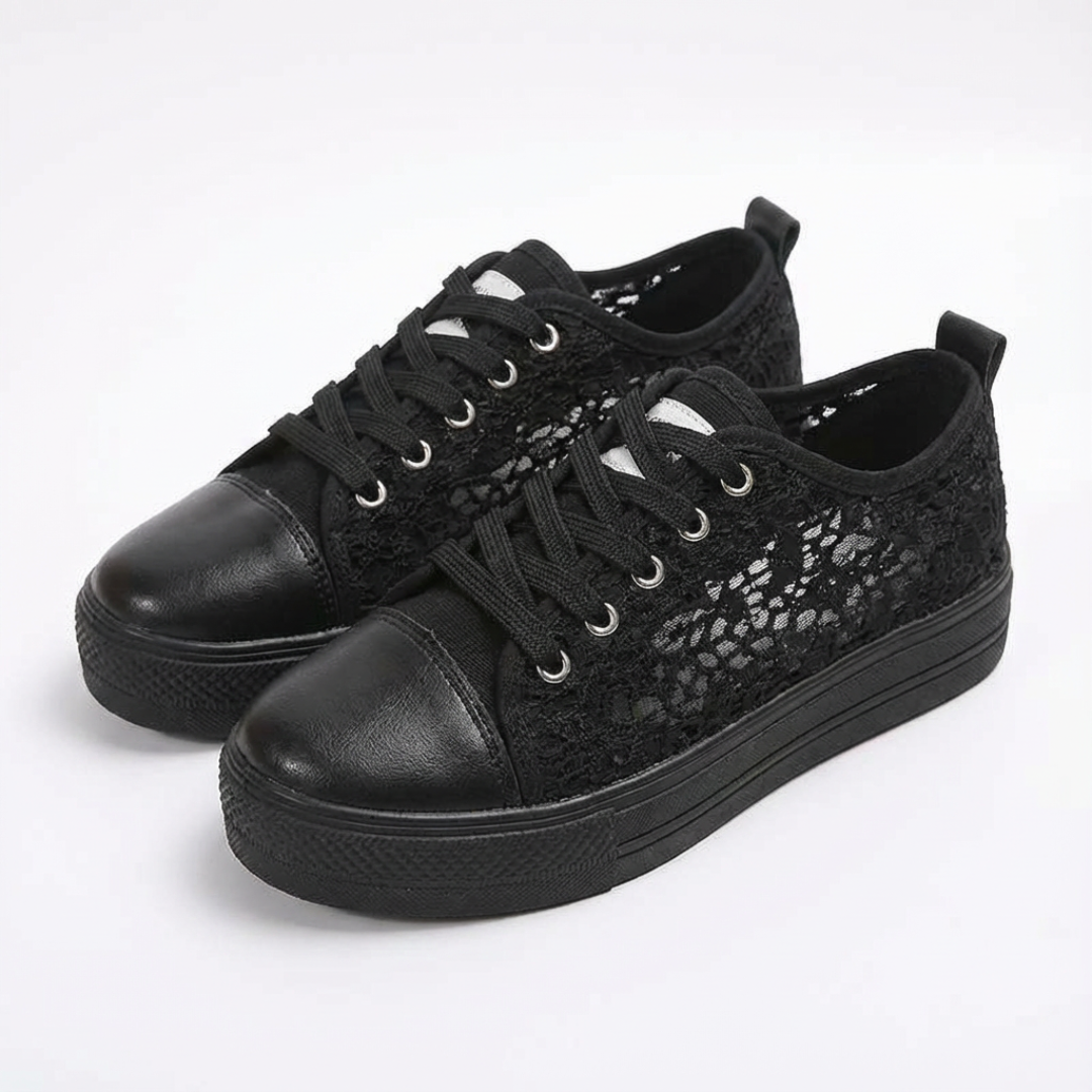 Zapatillas Plataforma Mujer de Encaje Casual con Cordones Puntera - Mavetta