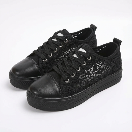 Zapatillas Plataforma Mujer de Encaje Casual con Cordones Puntera - Mavetta