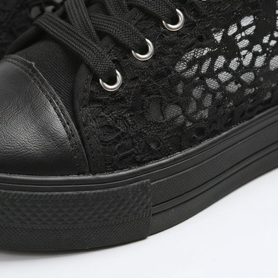 Zapatillas Plataforma Mujer de Encaje Casual con Cordones Puntera
