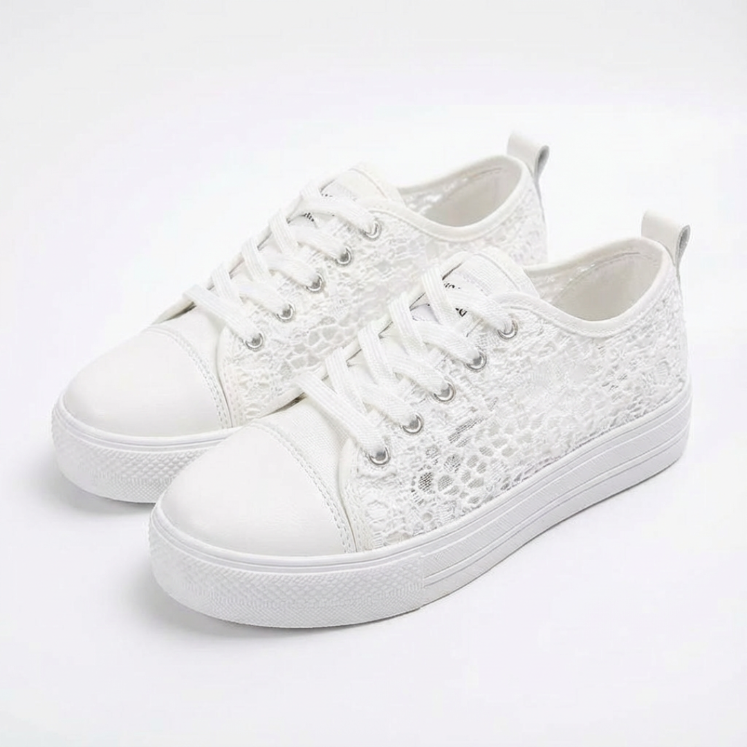 Zapatillas Plataforma Mujer de Encaje Casual con Cordones Puntera
