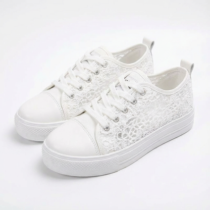 Zapatillas Plataforma Mujer de Encaje Casual con Cordones Puntera