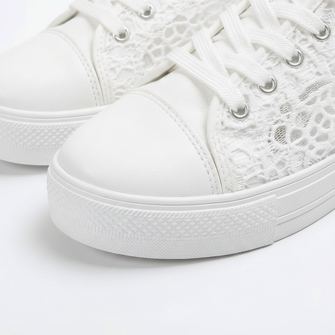 Zapatillas Plataforma Mujer de Encaje Casual con Cordones Puntera