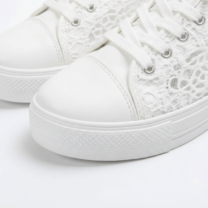 Zapatillas Plataforma Mujer de Encaje Casual con Cordones Puntera
