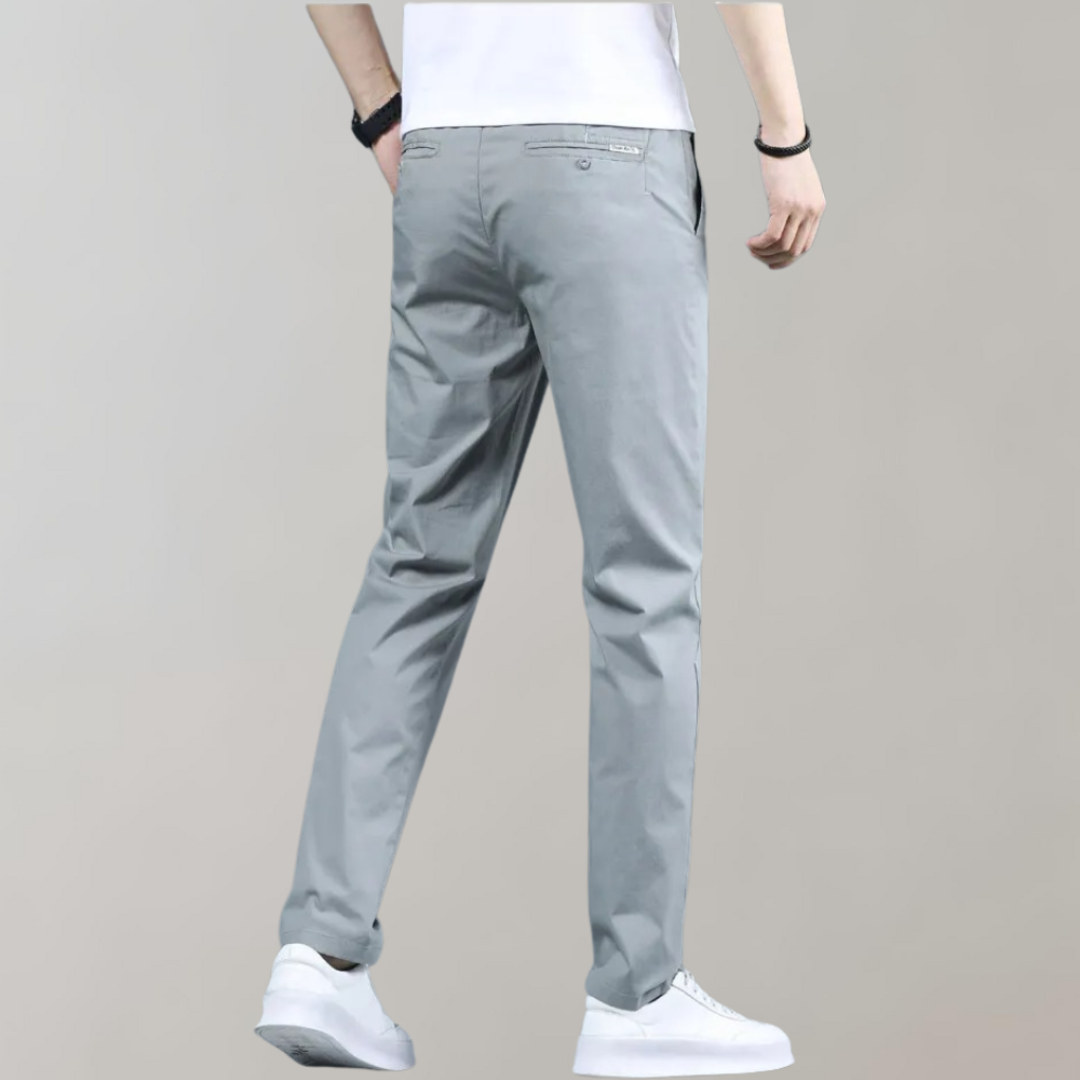 Pantalones Chinos Hombre Tejido Elástico Ajuste Slim Cintura Elástica