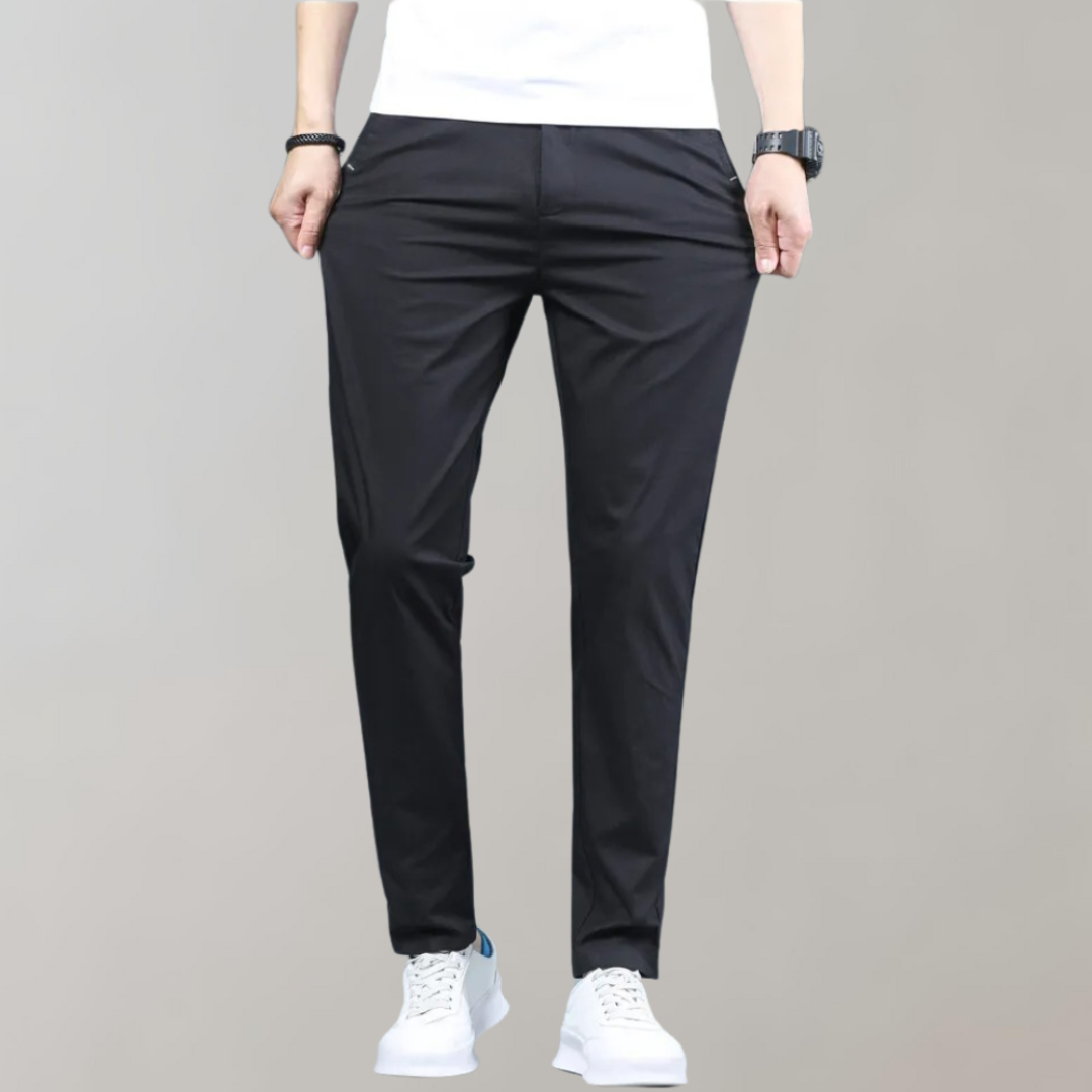 Pantalones Chinos Hombre Tejido Elástico Ajuste Slim Cintura Elástica