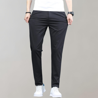 Pantalones Chinos Hombre Tejido Elástico Ajuste Slim Cintura Elástica
