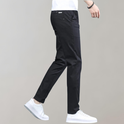 Pantalones Chinos Hombre Tejido Elástico Ajuste Slim Cintura Elástica