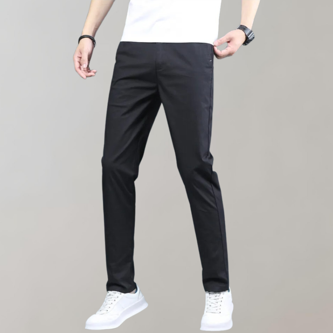 Pantalones Chinos Hombre Tejido Elástico Ajuste Slim Cintura Elástica