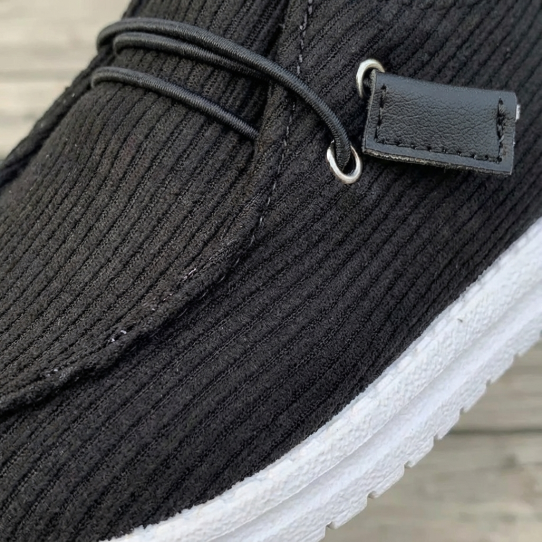 Zapatillas Casual Mujer Tejido Canalé Slip On Cordón Elástico Suela