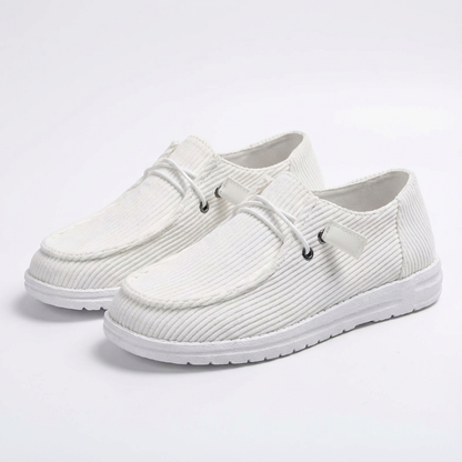 Zapatillas Casual Mujer Tejido Canalé Slip On Cordón Elástico Suela