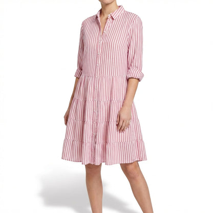 Vestido Camisero Mujer de Algodón con Diseño Escalonado