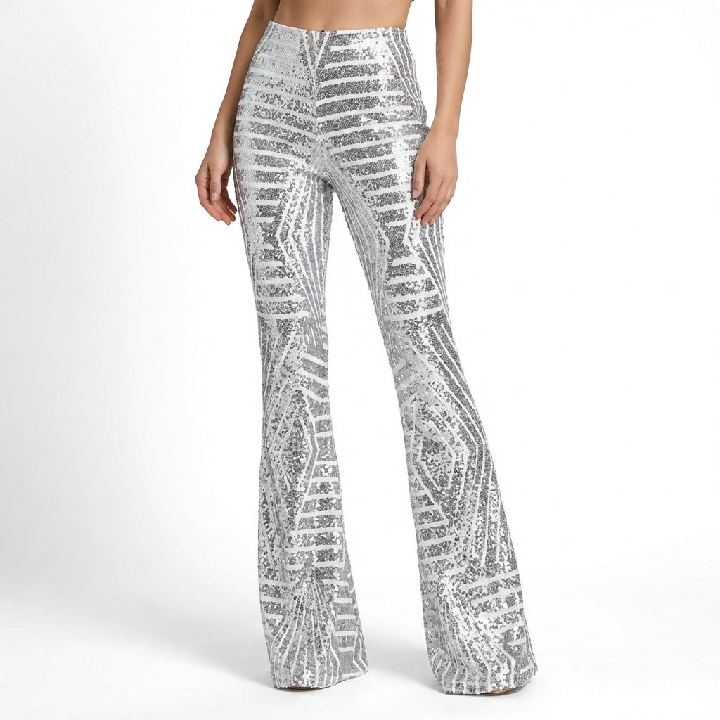 Pantalón Mujer de Lentejuelas Corte Campana
