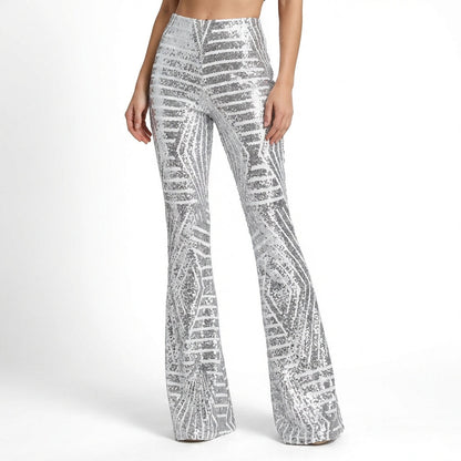 Pantalón Mujer de Lentejuelas Corte Campana