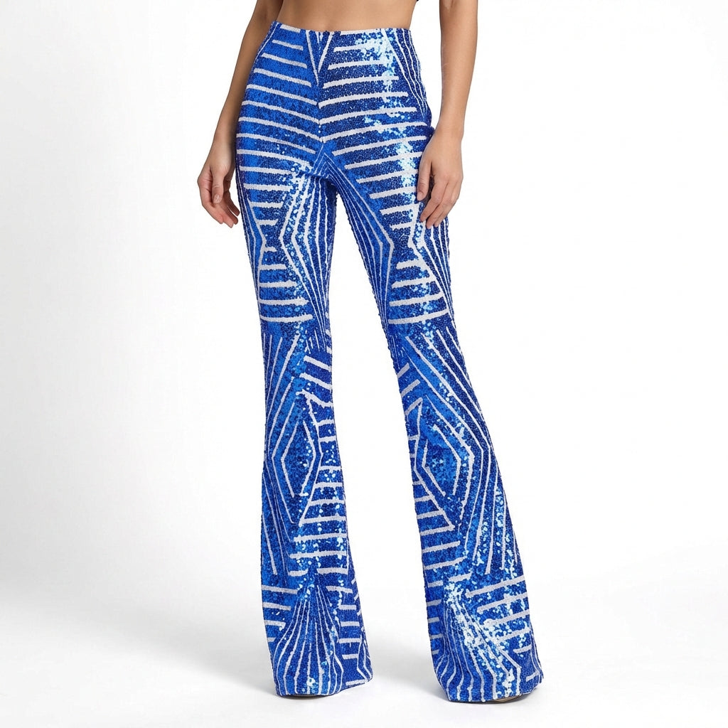 Pantalón Mujer de Lentejuelas Corte Campana