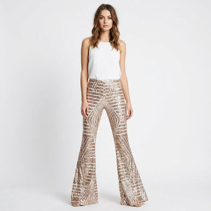 Pantalón Mujer de Lentejuelas Corte Campana - Mavetta