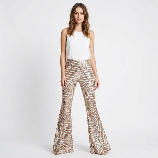 Pantalón Mujer de Lentejuelas Corte Campana - Mavetta