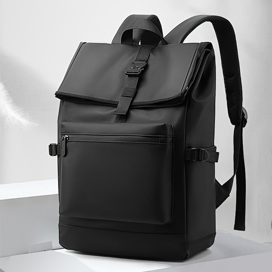 Mochila de viaje unisex con solapa correa central y bolsillo frontal - Mavetta