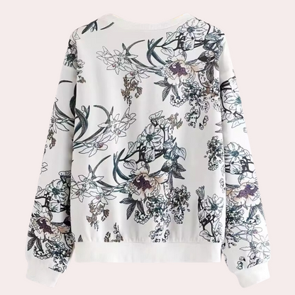 Sudadera mujer con estampado floral ajuste cómodo