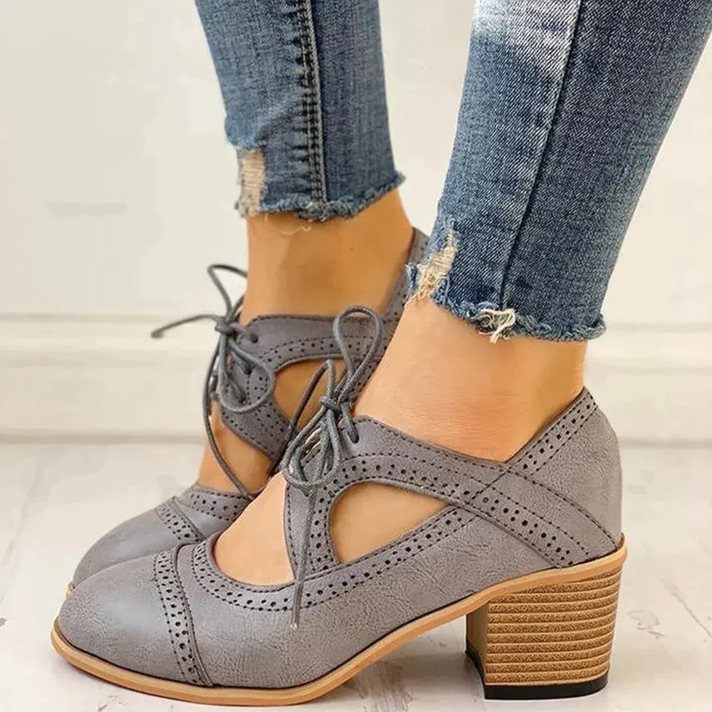 Zapatos de tacón mujer con cordones estilo t