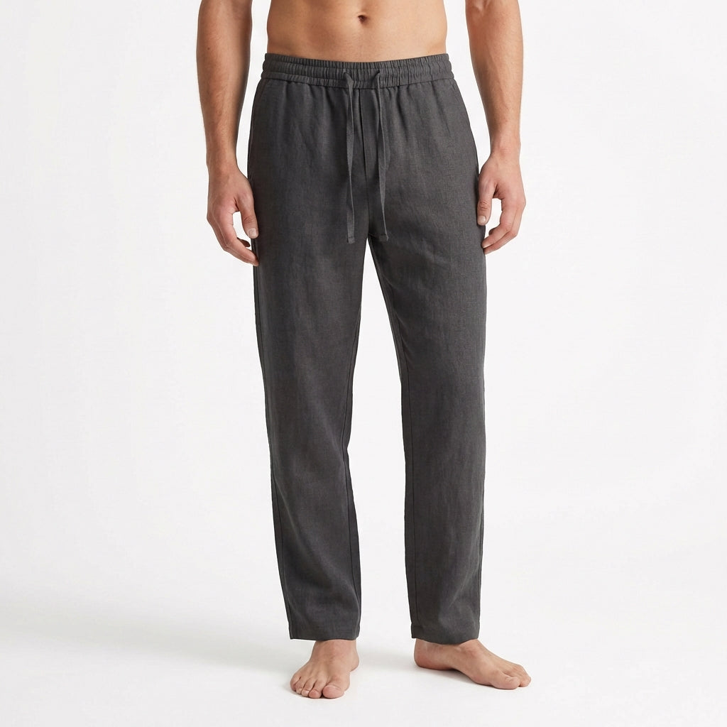 Pantalón Recto Hombre con Cordón y Cintura Elástica