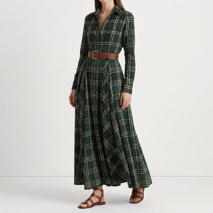 Vestido Camisero Mujer de Cuadros Largo