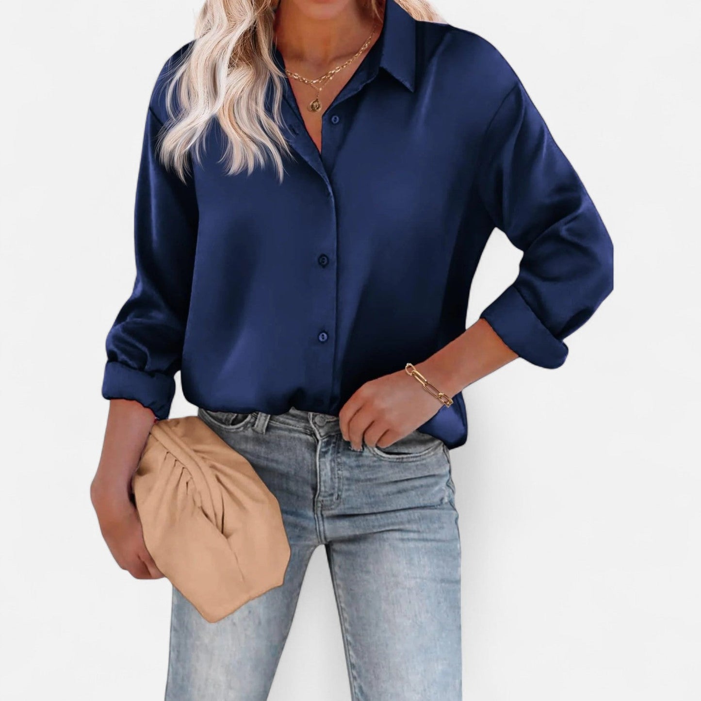 Blusa Mujer Cuello Clasico Silueta Fluida Comoda
