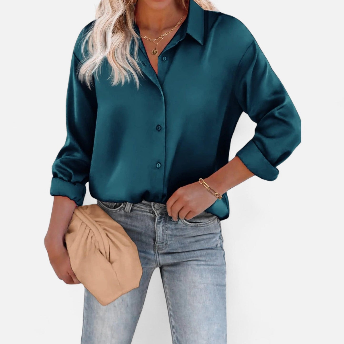 Blusa Mujer Cuello Clasico Silueta Fluida Comoda