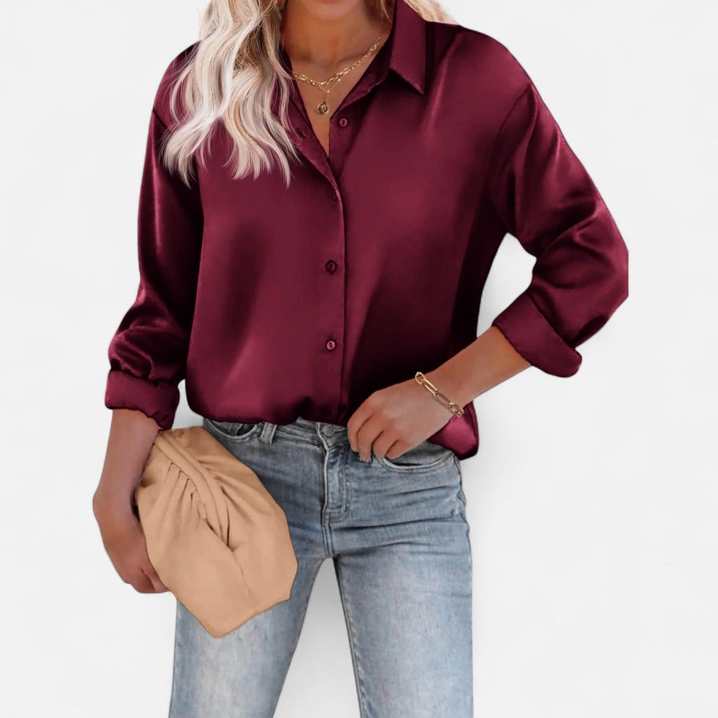 Blusa Mujer Cuello Clasico Silueta Fluida Comoda