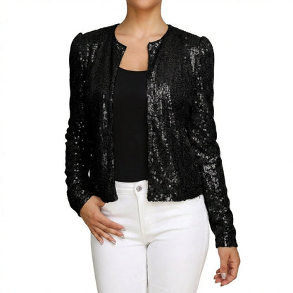 Chaqueta Mujer de Lentejuelas Abierta Ajuste Casual