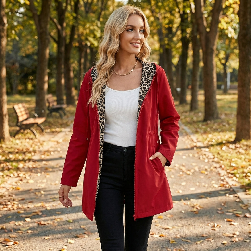 Chaqueta Mujer Reversible con Capucha Ajuste Regular