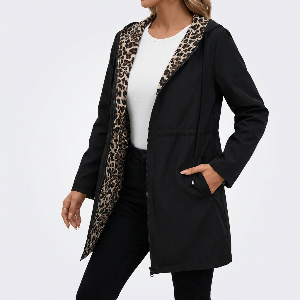 Chaqueta Mujer Reversible con Capucha Ajuste Regular