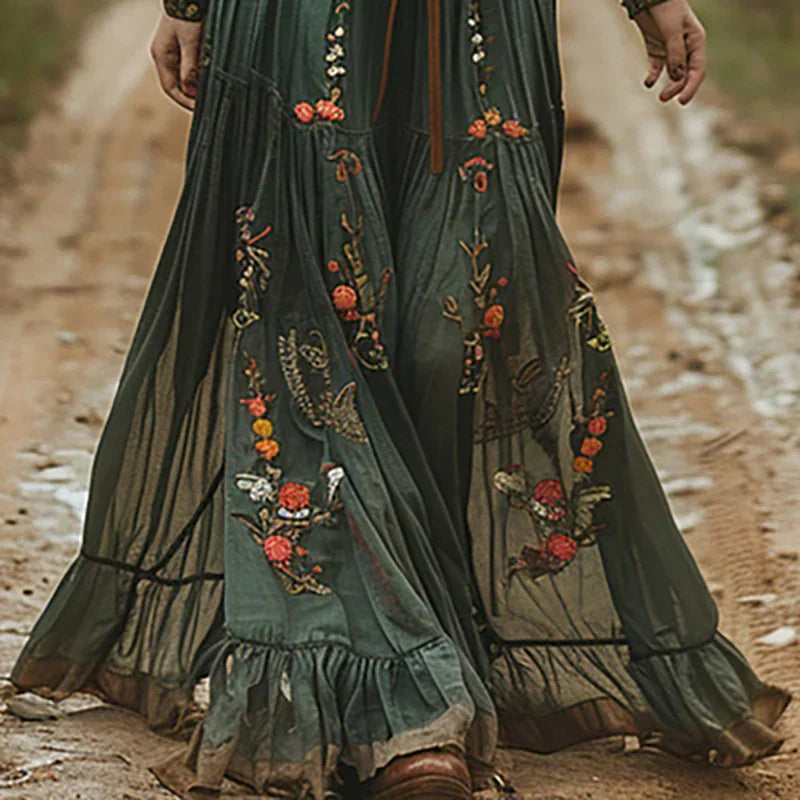 Vestido Maxi Mujer Estampado Floral Estilo Bohemio