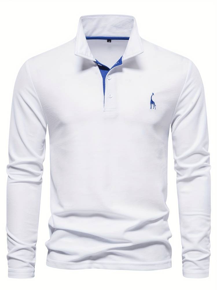 Polo Hombre Manga Larga Detalles en Cinta Ajuste Regular