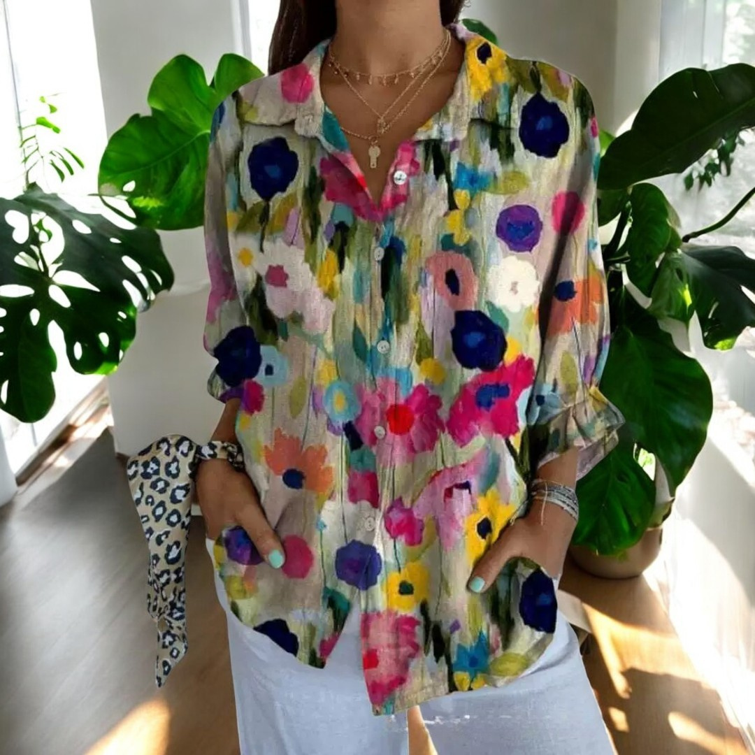 Blusa Mujer Fluida Botones Estilo Relajado