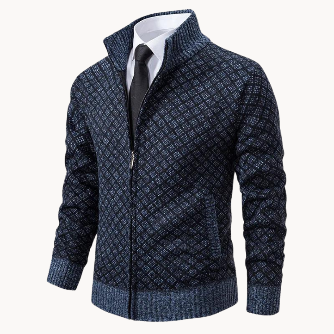 Chaqueta Hombre Jacquard Cremallera Ajuste Regular