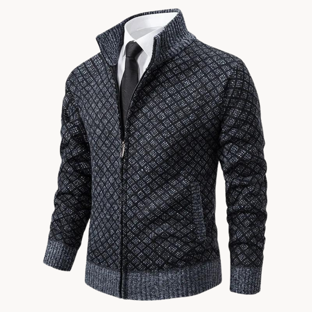 Chaqueta Hombre Jacquard Cremallera Ajuste Regular