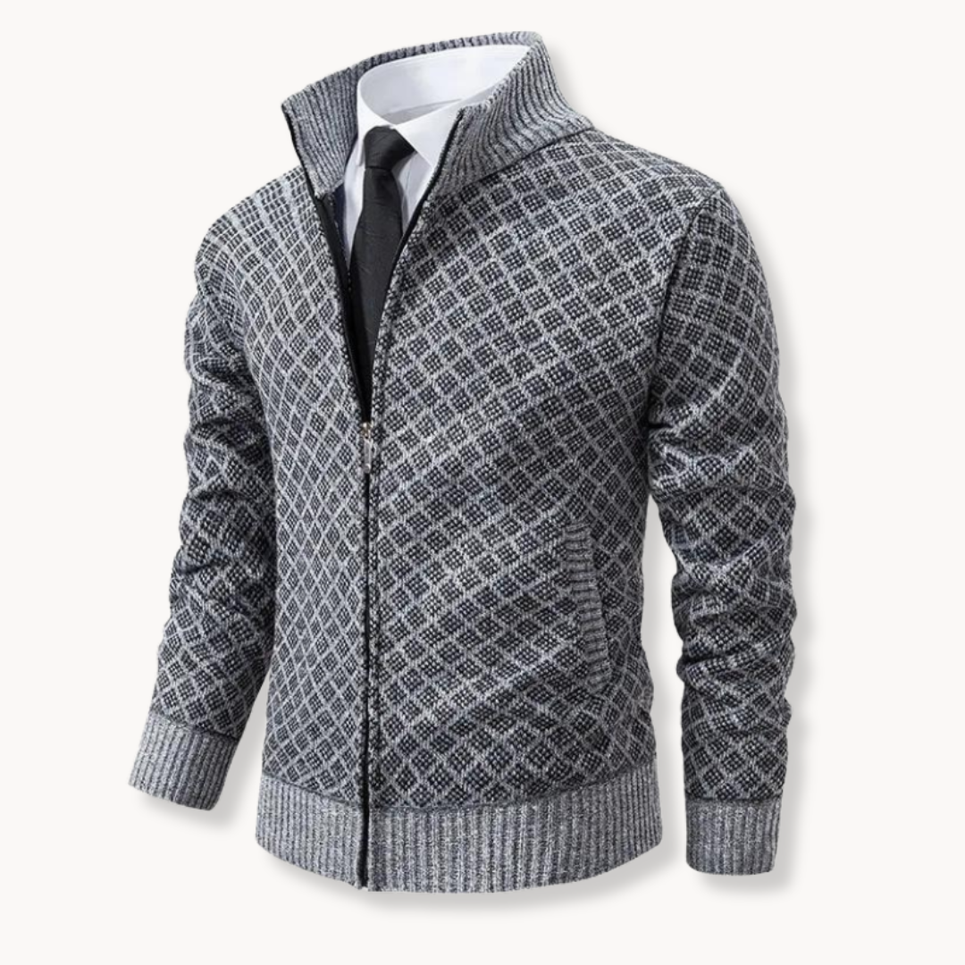 Chaqueta Hombre Jacquard Cremallera Ajuste Regular