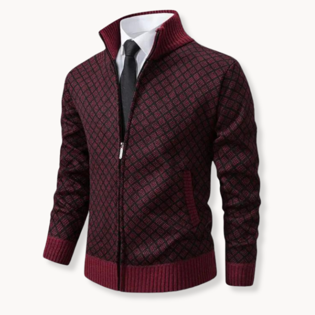 Chaqueta Hombre Jacquard Cremallera Ajuste Regular