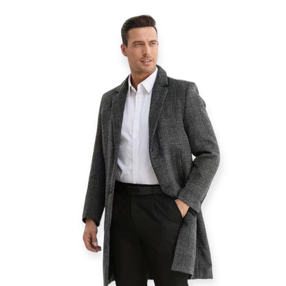 Abrigo Hombre de Lana Diseño a Cuadros Clásico