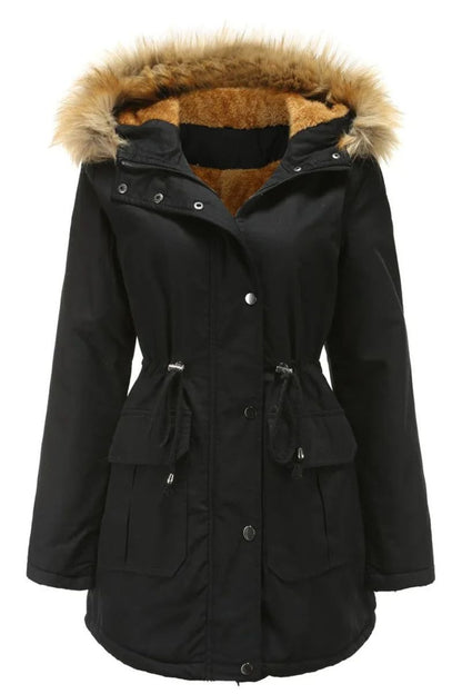 Parka mujer invierno con capucha y acolchada