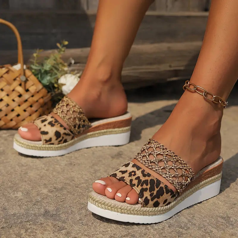 Sandalias Mujer Cuña Comoda Tiras Trenzadas