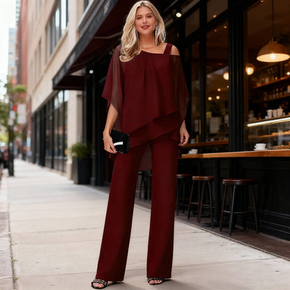 Conjunto Mujer de Casimira en Capas y Pantalones Anchos - Mavetta