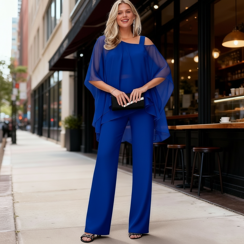Conjunto Mujer de Casimira en Capas y Pantalones Anchos