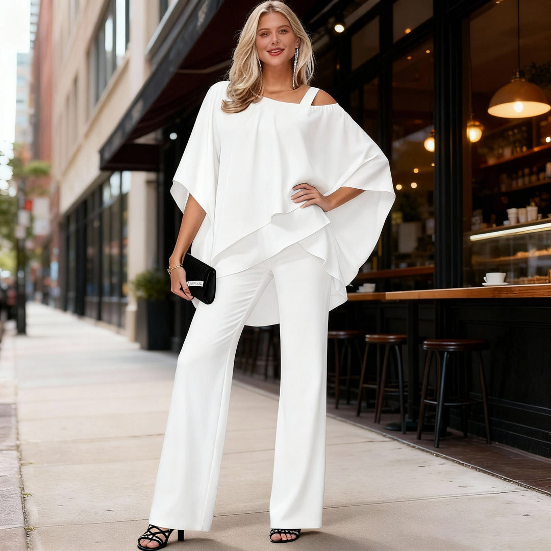 Conjunto Mujer de Casimira en Capas y Pantalones Anchos