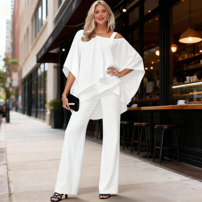 Conjunto Mujer de Casimira en Capas y Pantalones Anchos