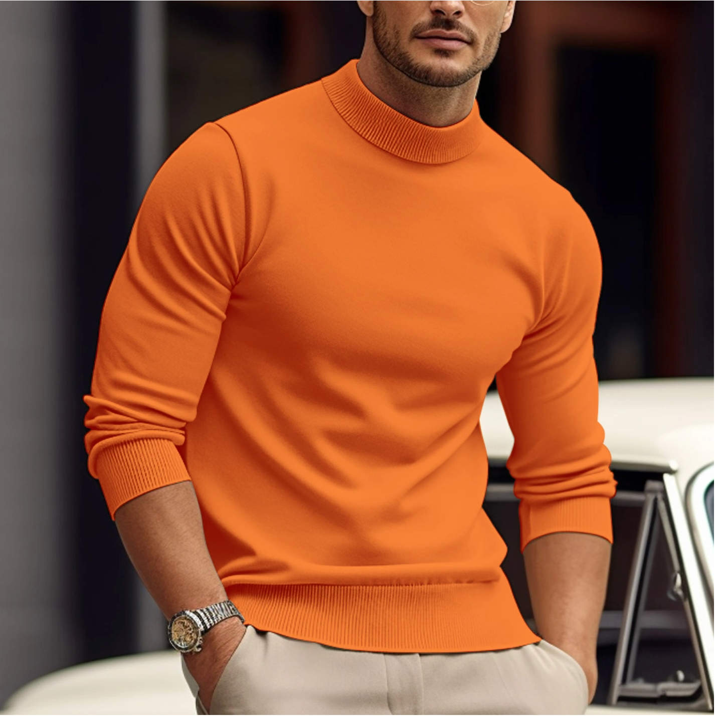 Jersey hombre de algodón cómodo manga larga primavera otoño