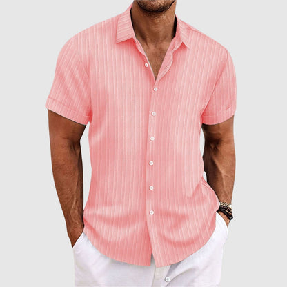 Camisa Hombre Algodón Manga Corta Cuello Clásico Botones
