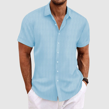 Camisa Hombre Algodón Manga Corta Cuello Clásico Botones