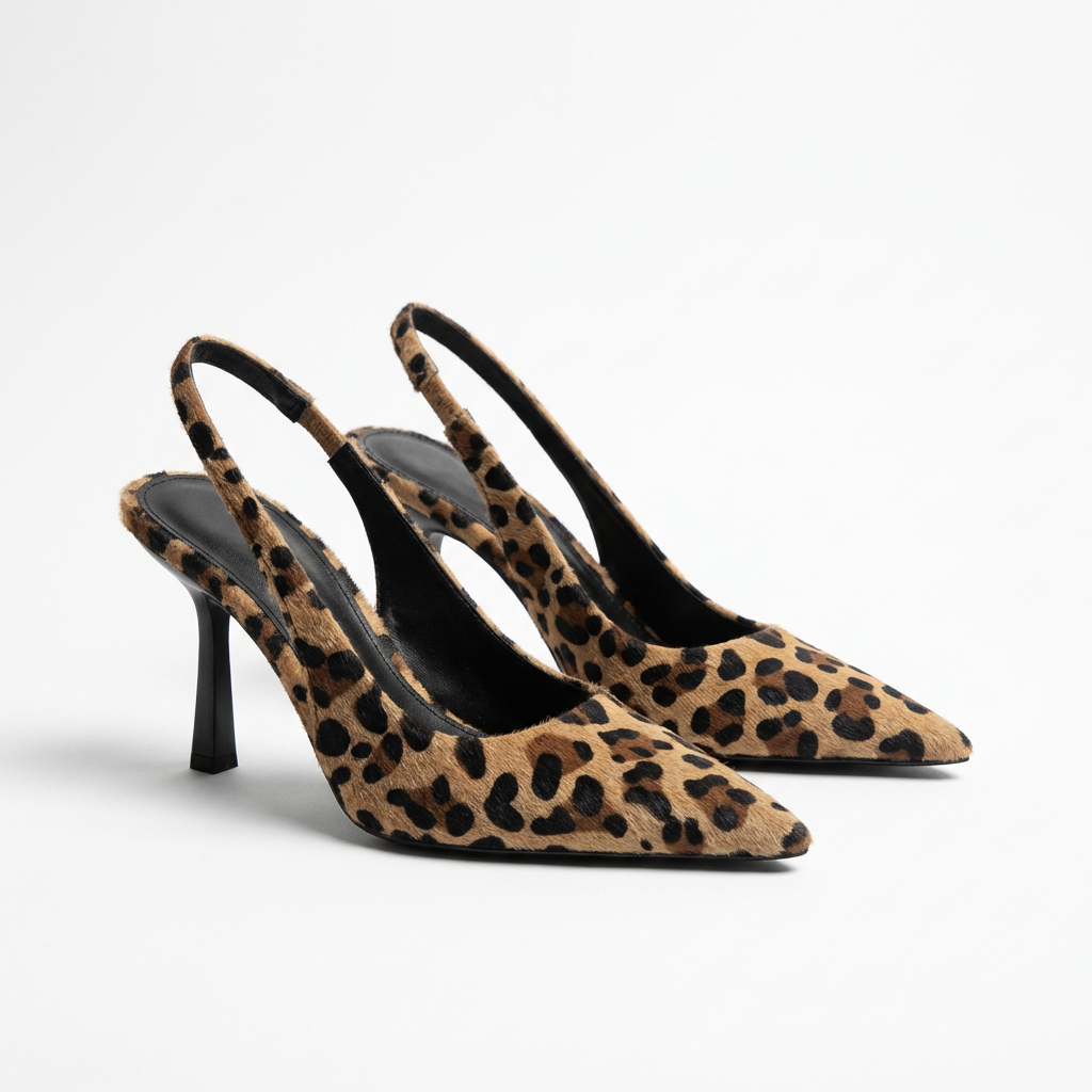 Zapatos Mujer Tacón Aguja Slingback Estampado Animal - Mavetta